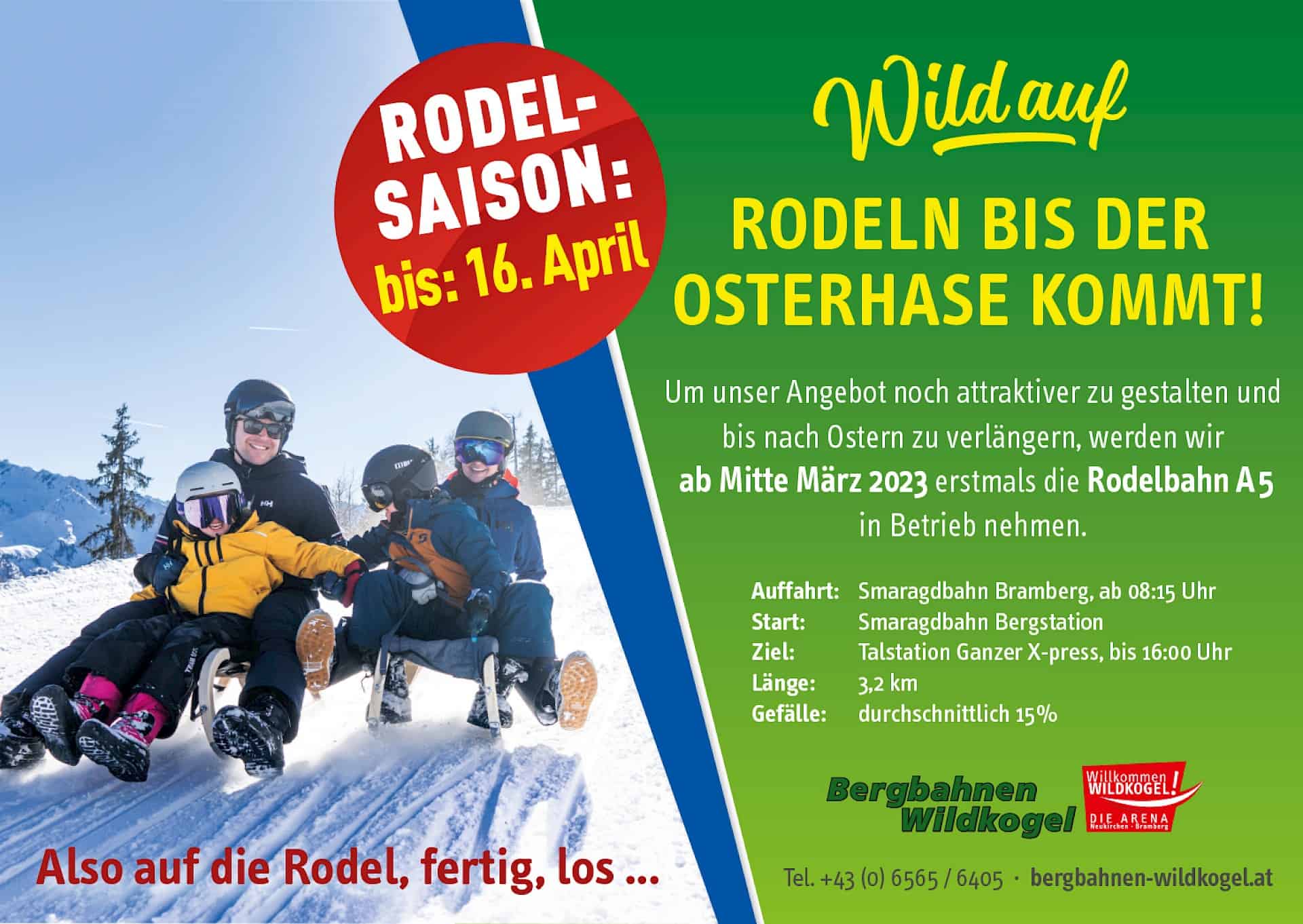 Längste beleuchtete Rodelbahn der Welt 14 km 1.300 Hm